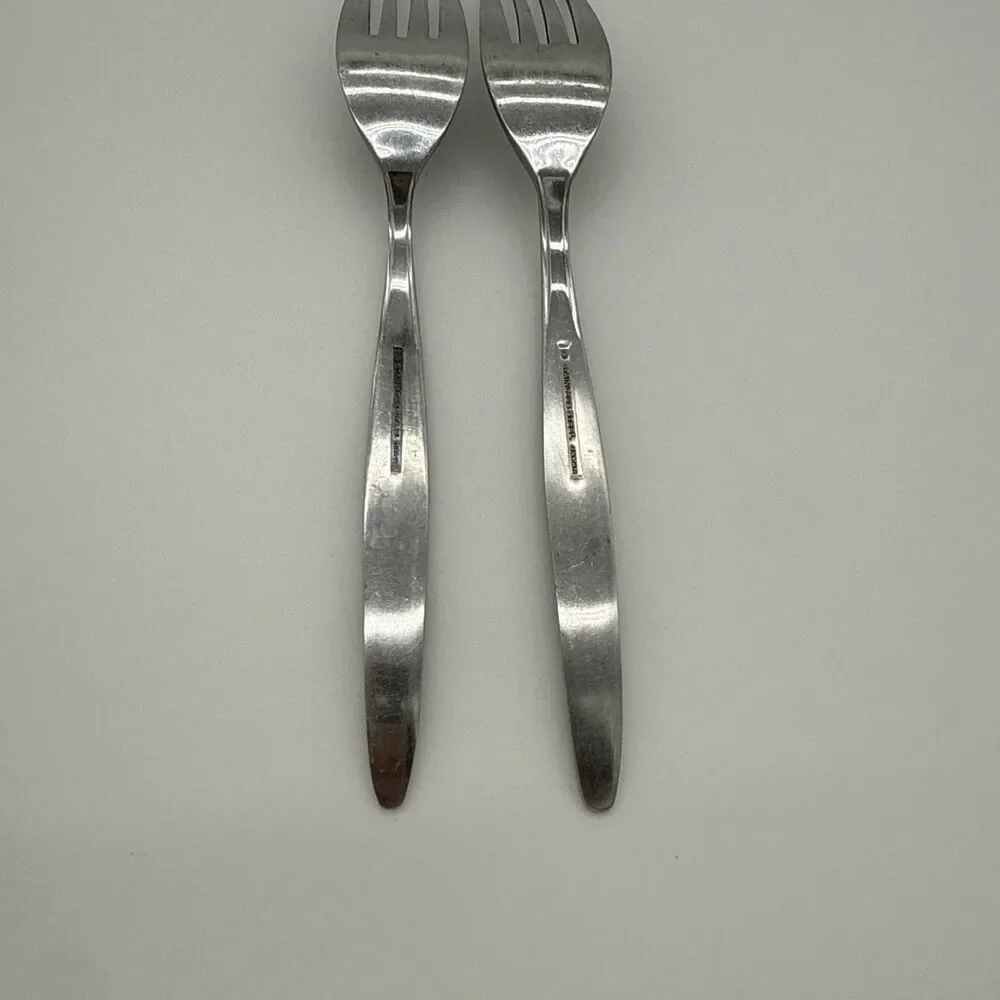 Vintage Stainless Steel Salad Forks Floral Japan Set Of 2 - Picture 5 of 5